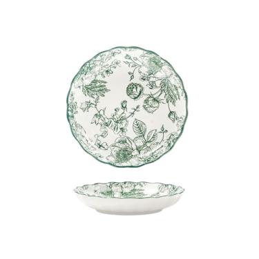 Imagem de Pratos de cerâmica cor sólida sob o esmalte fresco utensílios de mesa domésticos rosa verde - prato de 20 cm de profundidade