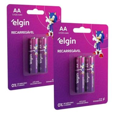 Imagem de Pilha Recarregavel AA Elgin Bateria 2A 2700mAh Pequena Kit 04 unidades