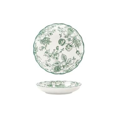 Imagem de Pratos de cerâmica cor sólida sob o esmalte fresco utensílios de mesa domésticos rosa verde - prato de 18 cm de profundidade