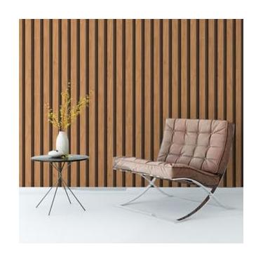 Imagem de Papel de Parede, Papel de Parede Adesivo Lavavel, Folhas Verde 3d para Salas de Estar e Quartospapel de parede,papel de parede para quarto(Madeira Ripada 0058,2 Metros)