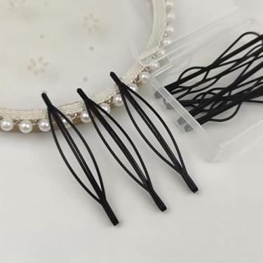 Imagem de 12 peças de grampos de cabelo para mulheres simples preto fosco grampo de cabelo básico de aço invisível acessórios de cabelo presente (caixa oval longa, 12 peças)
