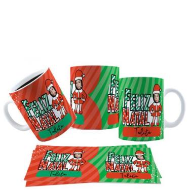 Imagem de Caneca 325ml Feliz Natal Personalizada Foto Rosto E Nome - LARANJA E M