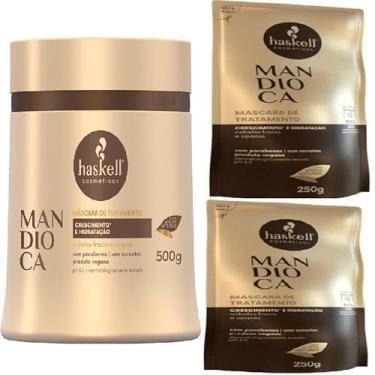 Imagem de Kit Haskell Mandioca Mascara 500ML + 2 Refil Mascara 250