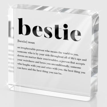 Imagem de Bestie Gifts Bestie Definition BFF Amizade Apreciation Gift Christmas Stocking Stuffer Presentes de Aniversário para Mulheres Irmã Besties Amigo Prateleira Casa Decoração Placa 10 x 10 cm