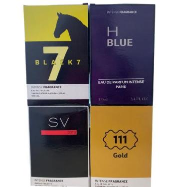 Imagem de kit Perfume Masculino Black7,HBlue,Sv e 111Gold - importado, 100ml cad