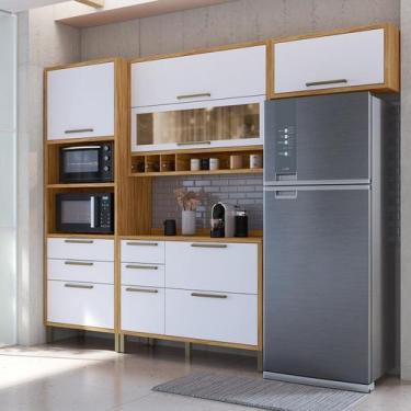 Imagem de Cozinha Compacta 100% Mdf 4 Peças 7 Portas 5 Gavetas e Vidro 274cm Vic