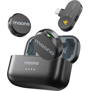 Imagem de Kit Microfone Lapela sem Fio Maono Wave T5 Preto, Versão Lightning, WM650 LIGHTINING