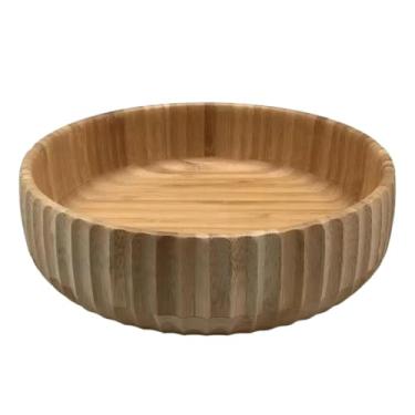 Imagem de Tigela Bowl Saladeira De Bambu Grande Salada Frutas Canelado