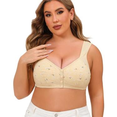 Imagem de Sutiãs FHTECO Daisy Floral com Fecho Frontal Sem Fio Bege L