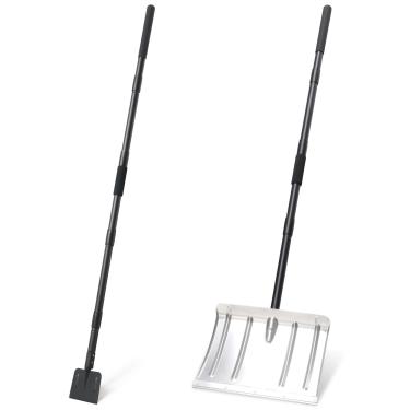 Imagem de Kit de ferramentas de remoção de pá de neve, empurrador de aço inoxidável de grande capacidade de 166 cm com raspador de gelo de metal resistente para remoção de neve, jardinagem, garagem, fazenda