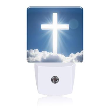 Imagem de Luz noturna de céu cruzado, luzes noturnas conectadas à parede com sensor de crepúsculo ao amanhecer, luz noturna para decoração de quarto feminino, masculino, corredor, cozinha, banheiro, berçário