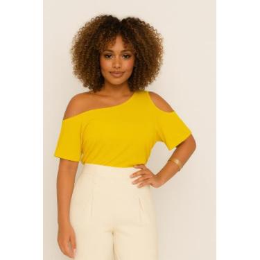 Imagem de Blusa Feminina Básica Manga Única Soltinha Ombro Vazado - C Moreira Mo
