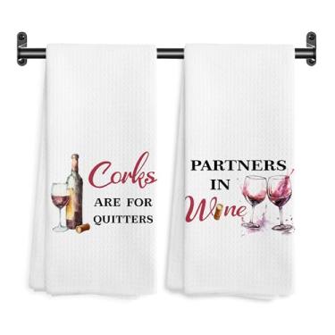 Imagem de WARDOS Toalhas de cozinha de vinho engraçadas, presentes para amantes de vinho, toalhas de mão decorativas para carrinho de bar de cozinha, rolhas são para desistentes, toalha de chá, pano de secagem
