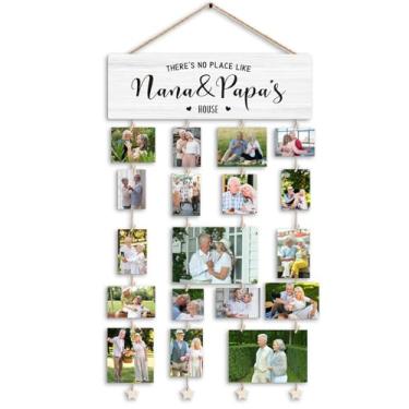 Imagem de Dilemat Porta-retrato para presente de avó e papai, exibição de fotos pendurada para avós, presentes de netos para melhores avós, não há lugar como a casa da avó e da casa do papai para pendurar na