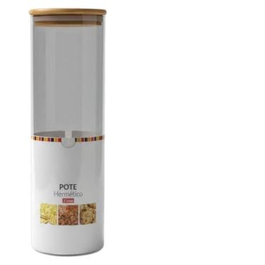 Imagem de Pote Vidro Tampa Bambu Hermético 2 Litros Cozinha Alimentos