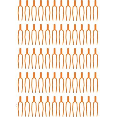 Imagem de QPZYMLI 100 peças de clipe de fixação de plantas pino de plástico de suporte de morango ferramenta de clipes de fixação de garfo de jardim, laranja, 5 cm de comprimento