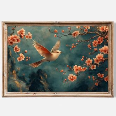 Imagem de Arte de parede de flores francesas impressões de pássaros antigos arte de parede botânica francesa do país imagens de pássaros selvagens pintura de flores rosa vintage pinturas em tela de pássaros