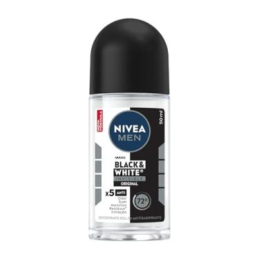Imagem de NIVEA MEN Desodorante Antitranspirante Roll On Invisible Black & White 50ml - Proteção prolongada de 48h, cuidado suave, ação antibacteriana, fórmula 5 em 1: anti-manchas, anti-odor