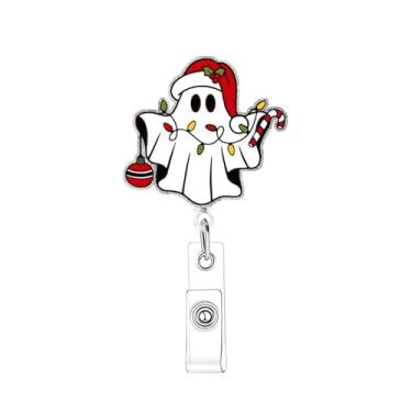 Imagem de Carretel de crachá de árvore de Natal engraçado com clipe retrátil para enfermeira, médico, xams, nome de árvore, carretéis de crachá de enfermeira, clipe de acrílico jacaré para professores de