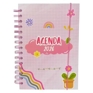 Imagem de Agenda Diária 2026 Pets, 21x14cm, 168 Folhas, Capa Dura, Espiral, Estampa Cachorrinho e Gatinho (Modelo 15)