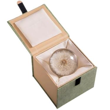 Imagem de Elegante enfeite de mesa de bola de cristal de dente-de-leão de 6 cm, artesanato de resina, dentro-leão real dentro, caixa de presente verde para ocasiões especiais