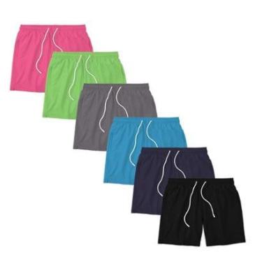 Imagem de Kit 6 Shorts Masculino Liso Básico Bermuda Tactel Água Praia Treino Academia Corrida-Masculino