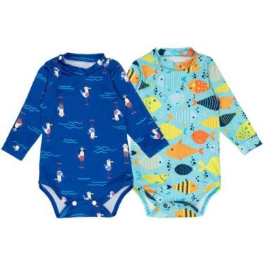 Imagem de Kit 2 Bodys Bebê Infantil com Proteção UV Menino Menina - Fofotinhos, 