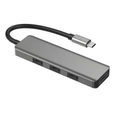 Imagem de Adaptador HUB 4 em 1 Tipo C  USB 3.0 + HDMI  Hub Multiportas para Note