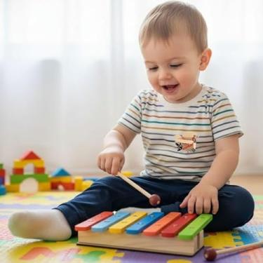 Imagem de Brinquedo Educativo Pedagógico Em Madeira Xilofone Musical