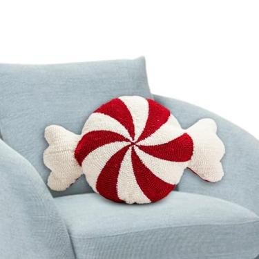 Imagem de Almofadas decorativas de Natal, almofada de doces de hortelã-pimenta,Almofadas decorativas de hortelã-pimenta para cadeiras - Almofadas de Natal vermelhas e brancas, almofadas decorativas de Natal par