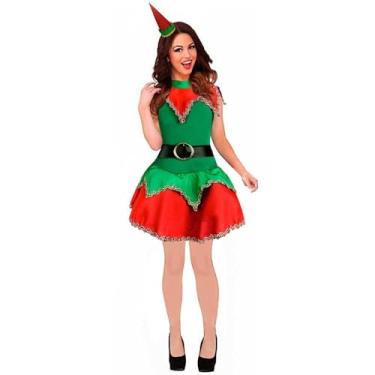 Imagem de Fantasia Duende de Natal Feminina Adulto Com ChapÃ:copyright:uzinho