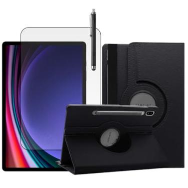 Imagem de Blance, Kit Capa Couro Giratória + Película de Vidro + Caneta Touch Para Galaxy Tab S9 Plus 12.4