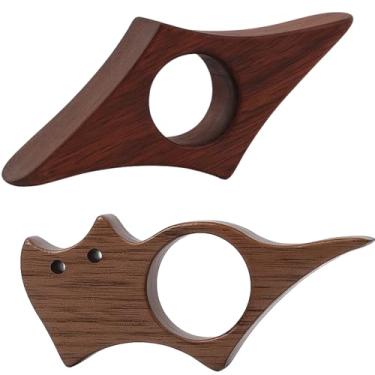 Imagem de 2 peças de suporte de página de livro de madeira, suporte de página de livro de polegar, suporte de livro em forma de gato com prensa de página de nogueira, design leve para conforto de leitura