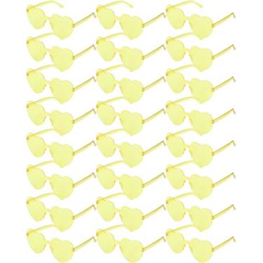 Imagem de Virtue morals 24 pares de óculos de sol em forma de coração para mulheres, óculos de coração, óculos de sol de coração, amarelo claro