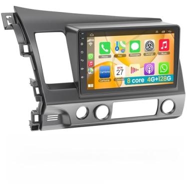 Imagem de Rádio Honda Civic 2006, 2007, 2008, 2009, 2010, 2011, Honda Civic Radio Android 14, compatível com carplay sem fio, Android Auto, tela sensível ao toque IPS de 10,1 polegadas com GPS, Bluetooth, WiFi