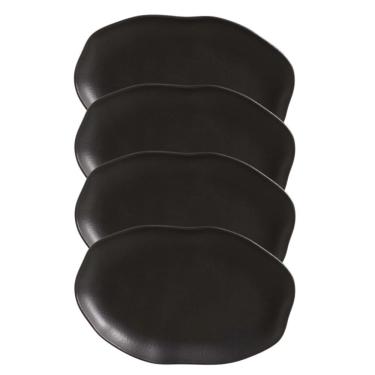 Imagem de Conjunto Com 04 Travessas Oval Rasa Média 30x20 Cm Orgânico Preto Matte Porto Brasil