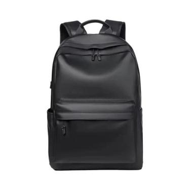 Imagem de Mochila De Couro PU Preta Para Homens E Adolescentes, Para Laptop De 1
