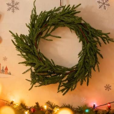 Imagem de Guirlandas de Natal de toque real para decoração de recife de cedro de pinheiro falso para janelas, parede, casa, ao ar livre (A-70)