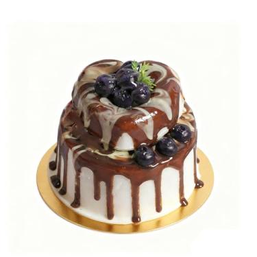 Imagem de Xiuhusha Bolo falso de sobremesa artificial com chocolate geléia de mirtilo falso cupcake modelo de comida falsa bolo de camada dupla realista para decoração exibição fotografia adereços