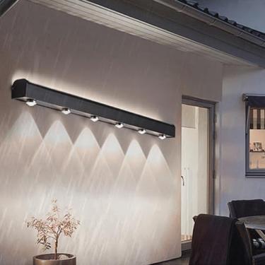 Imagem de Luzes de parede LED para exterior IP65 à prova d'água alumínio metal lâmpada de parede moderna longa para baixo preto iluminação de parede interior/exterior para entrada jardins escada pátio (luz