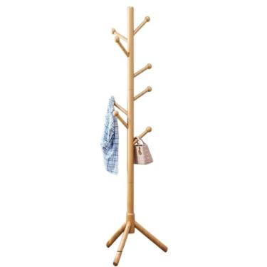 Imagem de Hhsdyl Cabideiro Madeira Maciça, Árvores Cabides Independente com 8 Ganchos para Casacos, Chapéus, Bolsas, Sacos, para Entrada, Corredor, Base e Poste,Natural wood color,D
