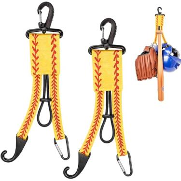 Imagem de Deekin 4 peças de cabide de equipamento de beisebol softball, organizador 3 em 1, suporte de taco com clipe de luva e gancho de capacete para bolsa de cerca, garrafa de água, caminhadas, acampamento