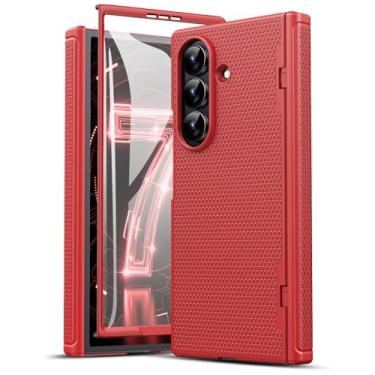 Imagem de BXYJY Capa fina para Samsung Galaxy Z Fold 7, protetor de tela frontal, proteção de dobradiça, suporte para carregamento sem fio, capa completa robusta, capa protetora para Samsung Z Fold7, vermelho