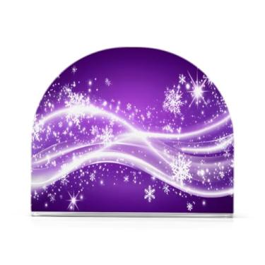 Imagem de Qilmy Lindo suporte de guardanapo de flocos de neve de Natal para mesas, porta-guardanapos de papel de placa acrílica elegante, dispensador de papel de seda independente moderno para sala de jantar