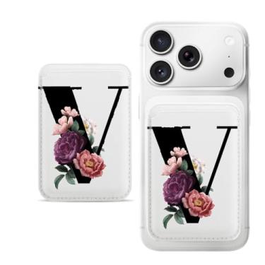Imagem de Carteira magnética V-letter para iPhone, capa fina de couro PU, capa para cartão, capa traseira para cartão, acessório de telefone fofo