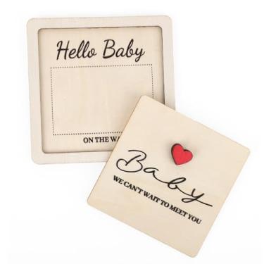 Imagem de Moldura Foto Bebé, Lembrança de Madeira para Anúncio de Gravidez e Revelação do Sexo para Avós Família & Amigos