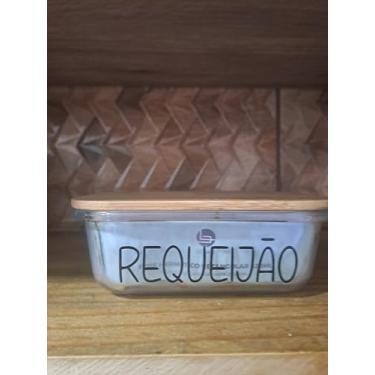 Imagem de Lehavi Potes Retangulares de Armazenamento, 420ml, Transparente com Tampa Hermética, Conjunto com 6 Unidades, Base em Madeira, para Organização de Despensa e Cozinha