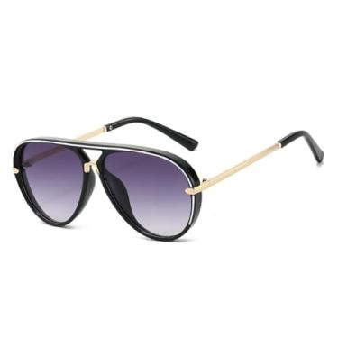 Imagem de VFDHN Óculos de Sol Retrô Femininos com Ponte Dupla, Lentes Degradê, Proteção UV400, Estilo Punk Masculino (TYJ532-3)