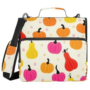 Imagem de Burbuja Pasta de fichário com zíper Halloween Pumpkins com 3 anéis com lixa expansível e alça de ombro serve para laptop de 13 polegadas, vários bolsos para trabalho de escritório