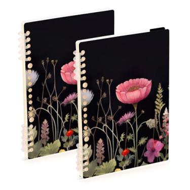 Imagem de Burbuja Cadernos Twig Flowers, papel pautado universitário A5 com 60 folhas, fichário para escritório, 2 unidades